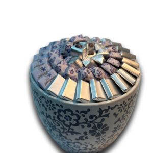 الماندين لكجري صحن سيراميك منقوش بلون الازرق